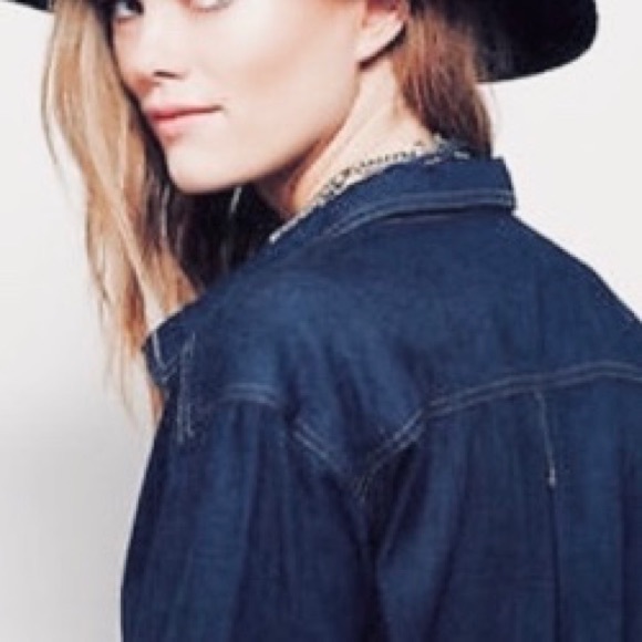 FREE PEOPLE Delicate Detail Denim Mini Shirtdress Size XS - Picture 7 of 16